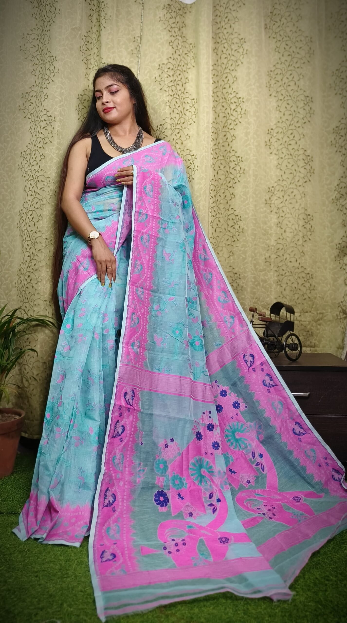 Exclusive Design Moon Light Bloms Jamdani Saree - Image 3