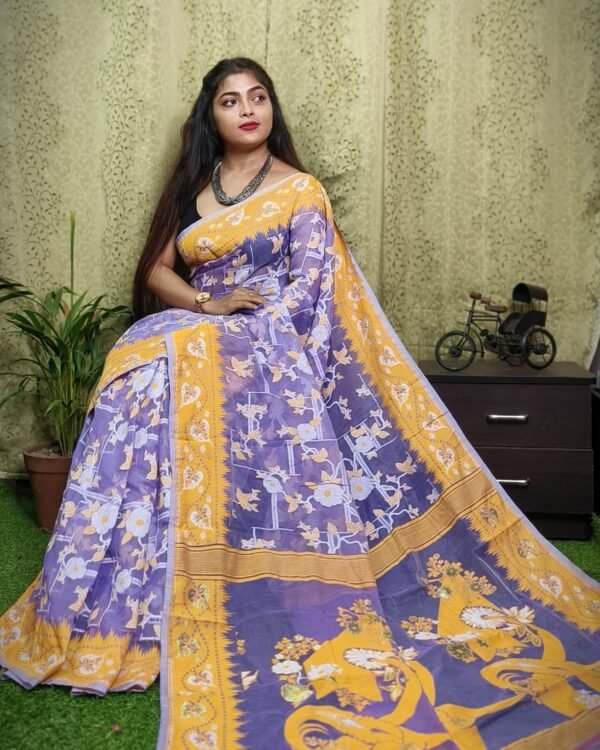Exclusive Design Moon Light Bloms Jamdani Saree