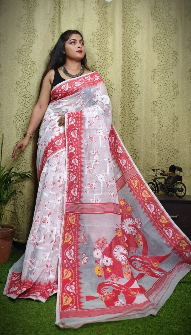 Exclusive Design Moon Light Bloms Jamdani Saree - Image 3