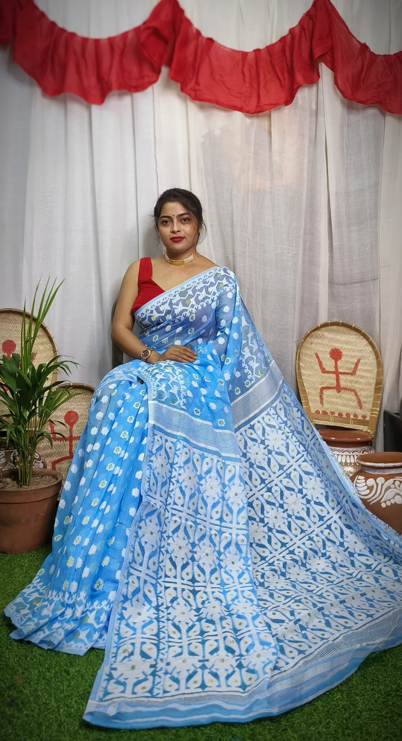 Sky Body Soft Jamdani Saree