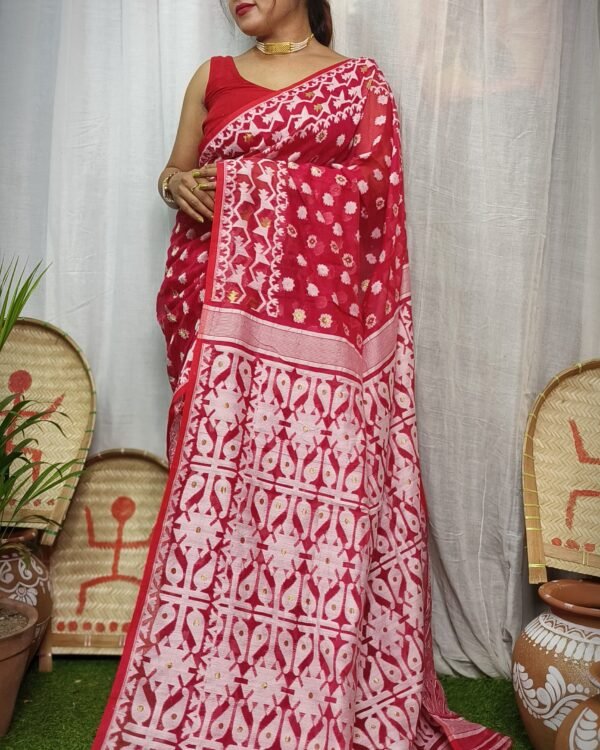 Body Red Soft Allover Jamdani Saree