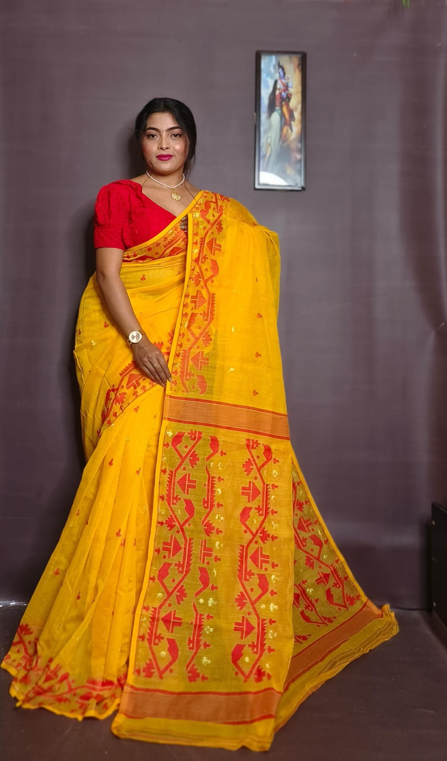 Exclusive Mosline Design Jamdani Saree