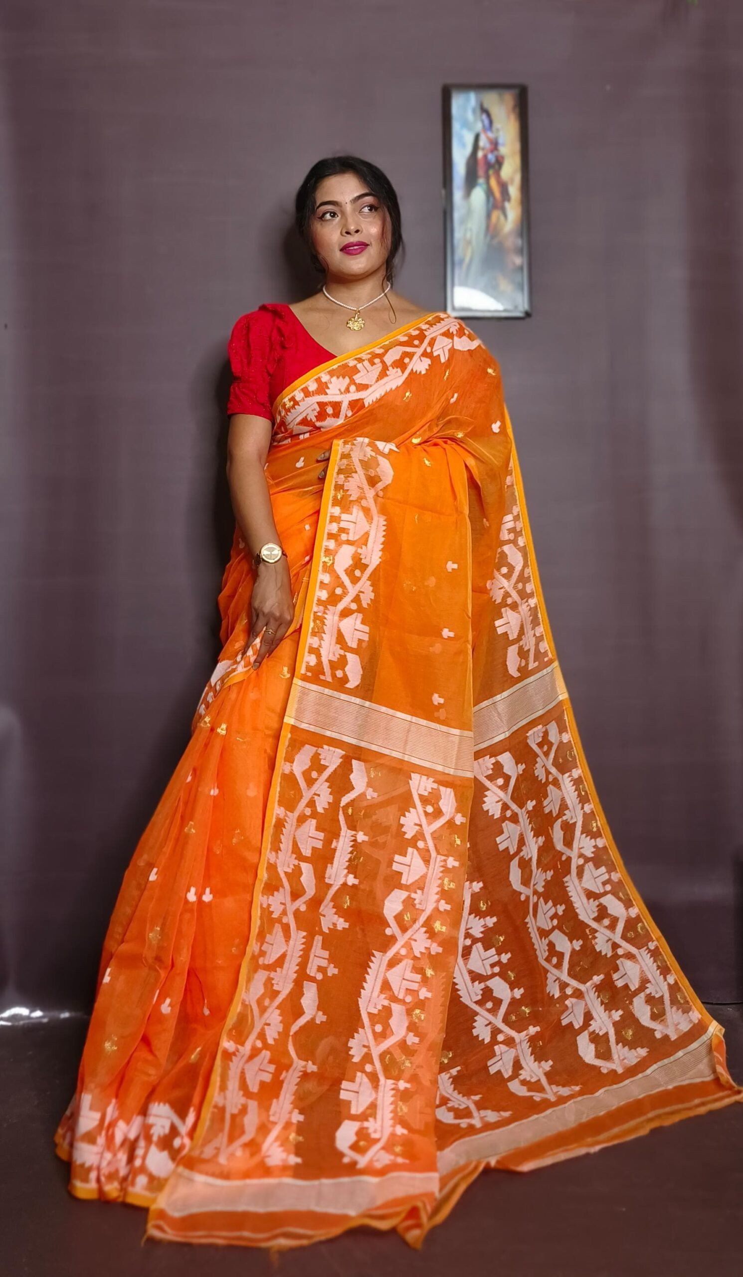 Exclusive Mosline Design Jamdani Saree