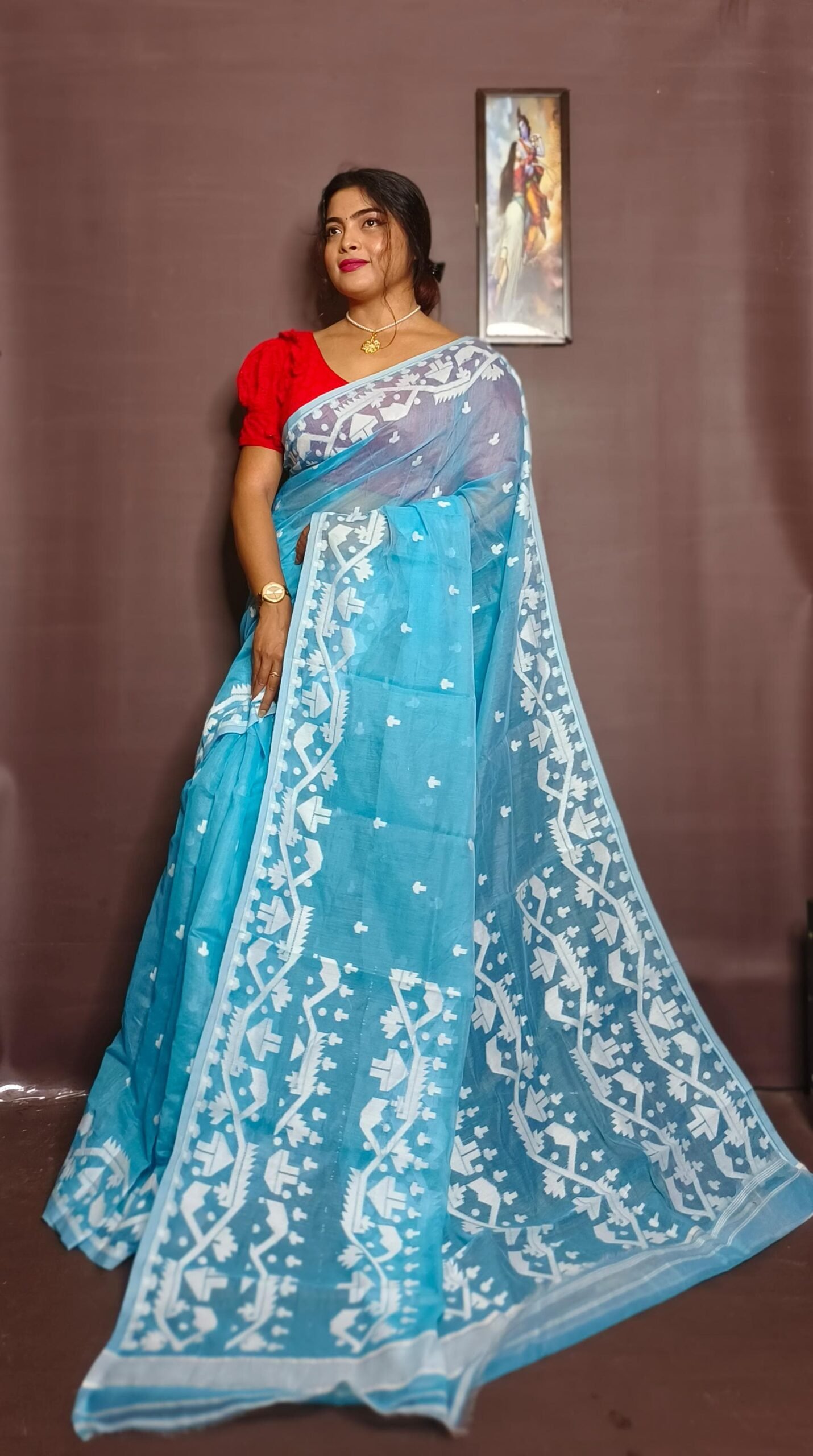 Exclusive Mosline Design Jamdani Saree