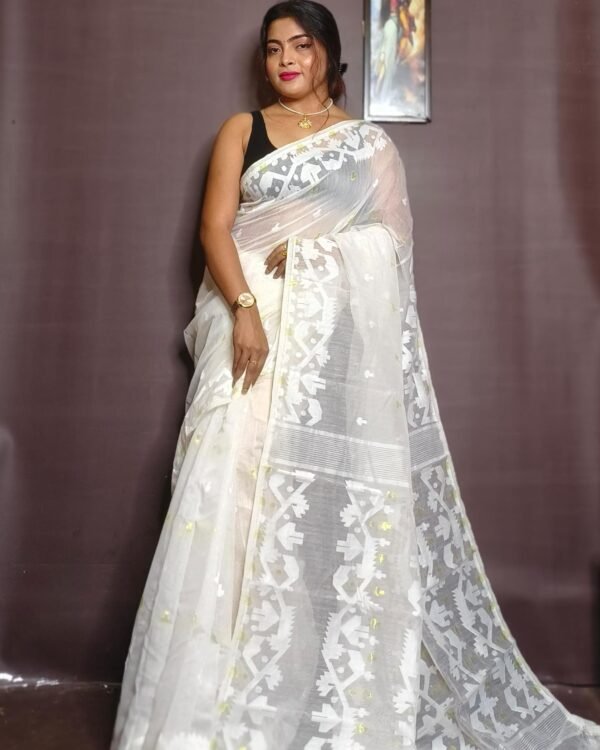 Exclusive Mosline Design Jamdani Saree