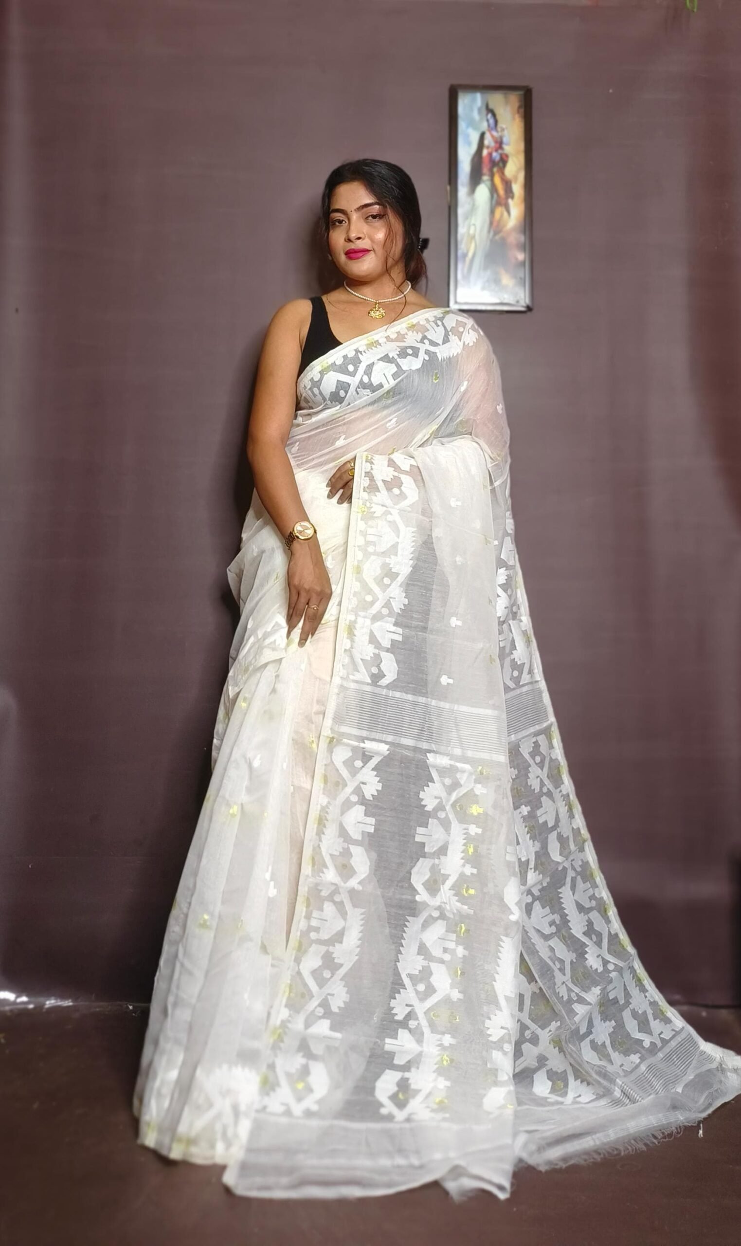 Exclusive Mosline Design Jamdani Saree