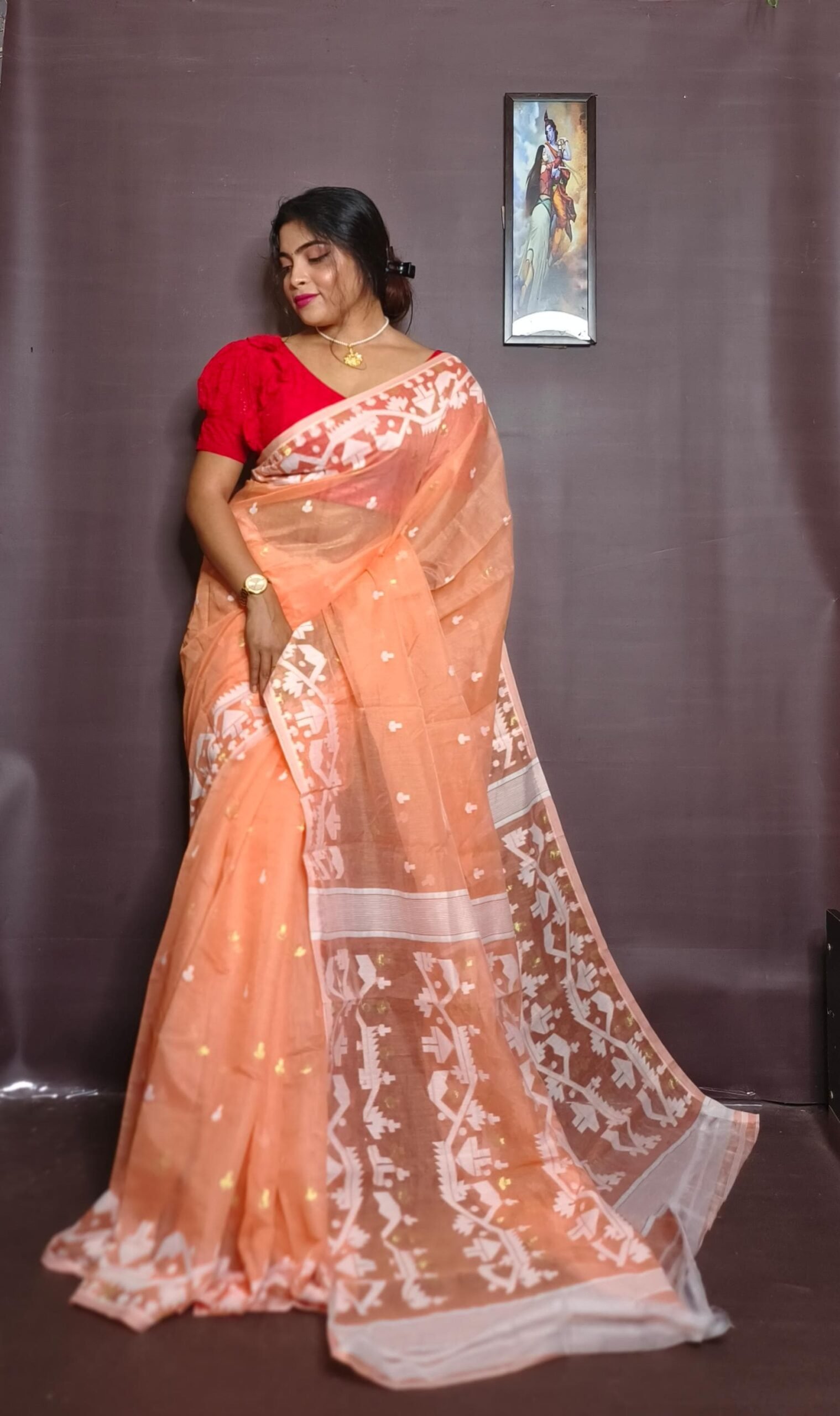 Exclusive Mosline Design Jamdani Saree