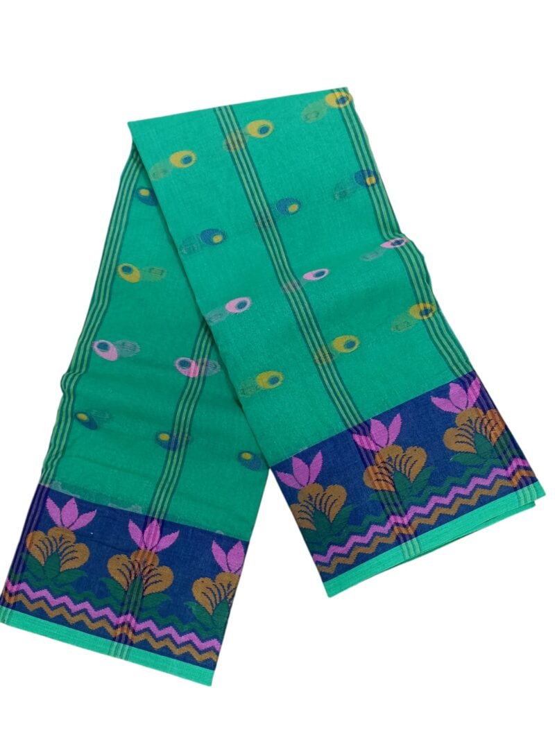 M.S.C Trending Bengali Additional Turquoise Tant Saree