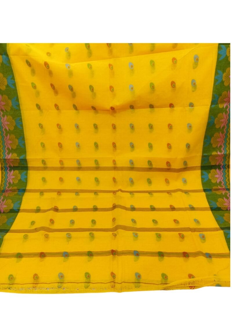 M.S.C Trending Bengali Additional Yellow Tant Saree - Image 2