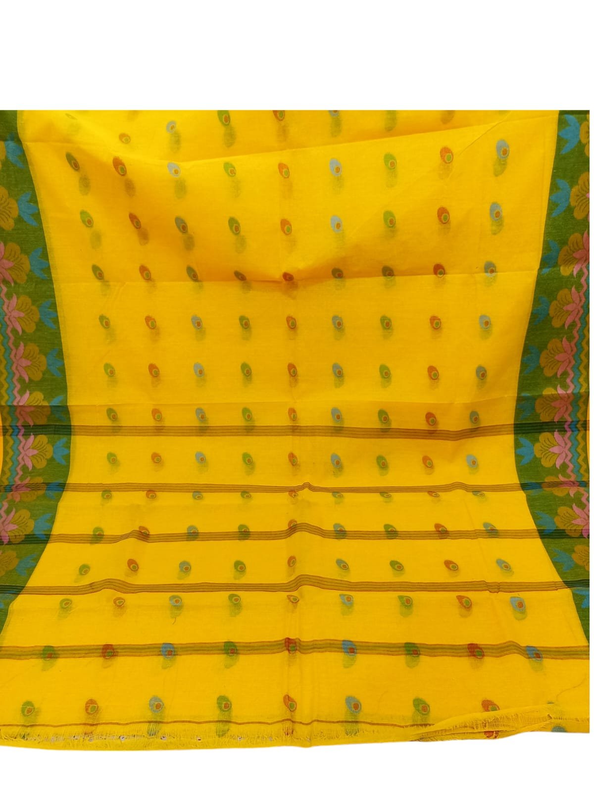 M.S.C Trending Bengali Additional Yellow Tant Saree - Image 2