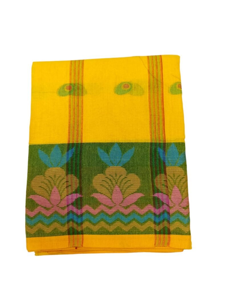 M.S.C Trending Bengali Additional Yellow Tant Saree - Image 3