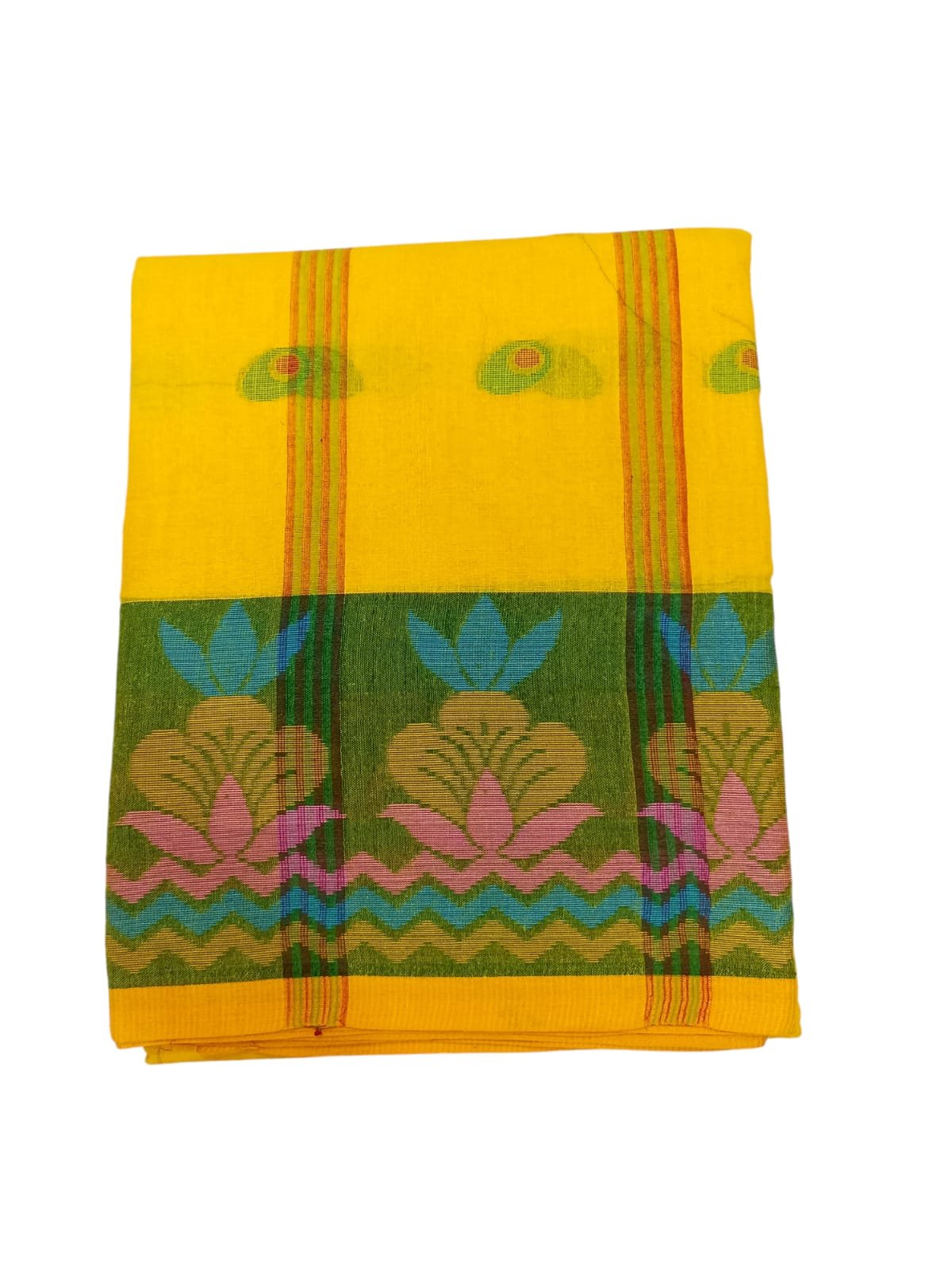 M.S.C Trending Bengali Additional Yellow Tant Saree - Image 3