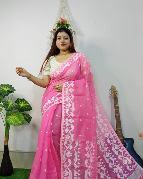 Exclusive Mosline Design Jamdani Saree