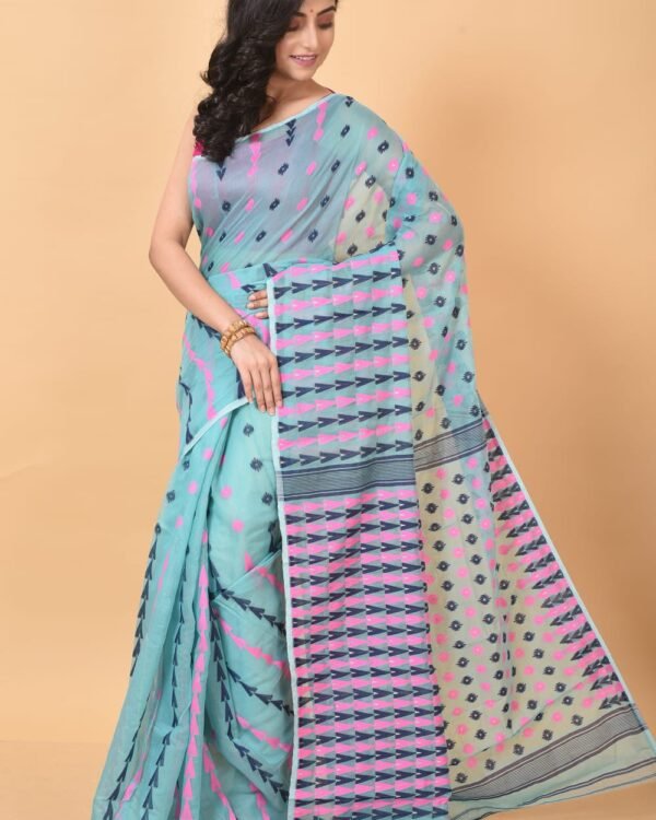 Aqua Island Soft Dhakai Jamdani Sari