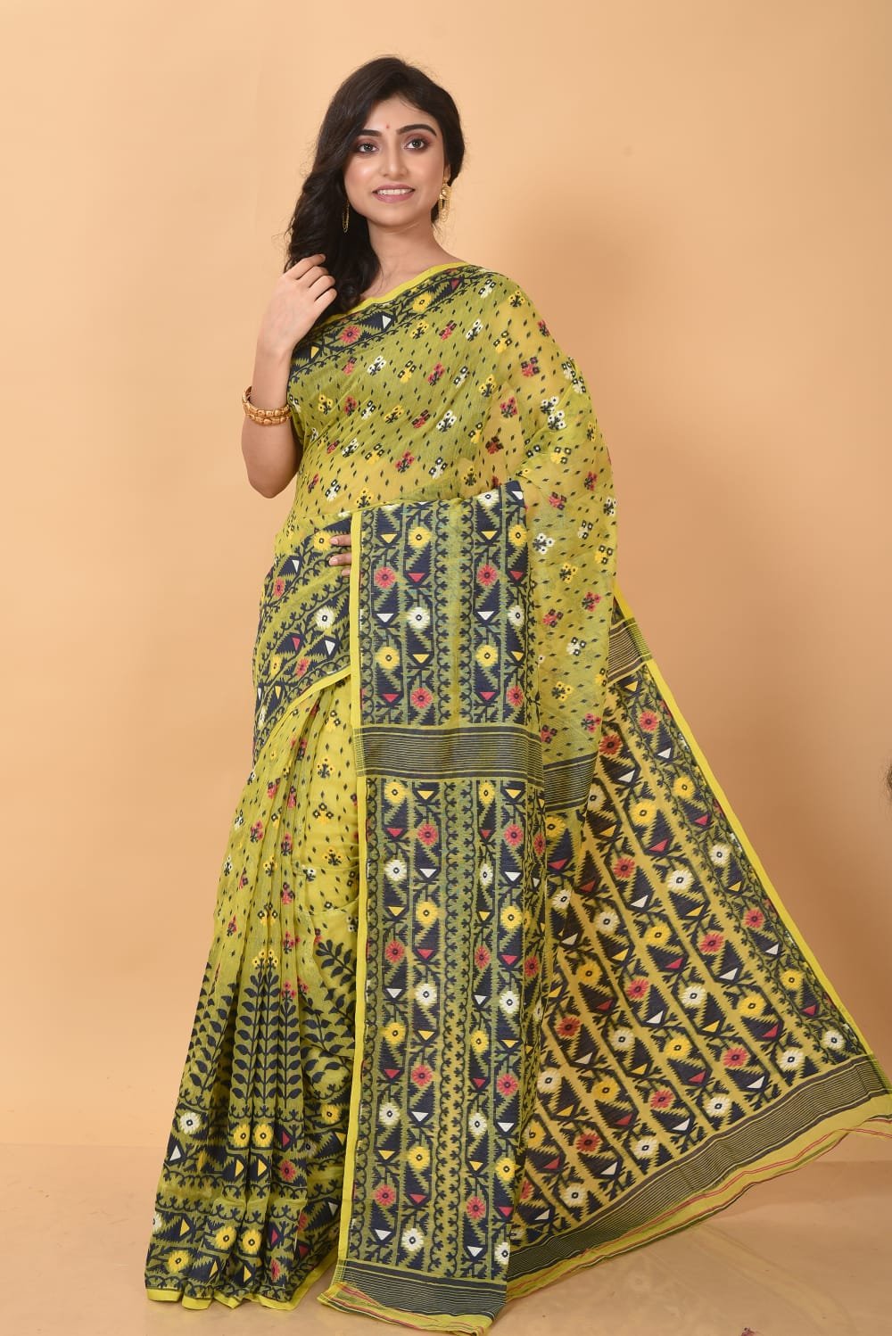 Brass Soft Dhakai Jamdani Saree