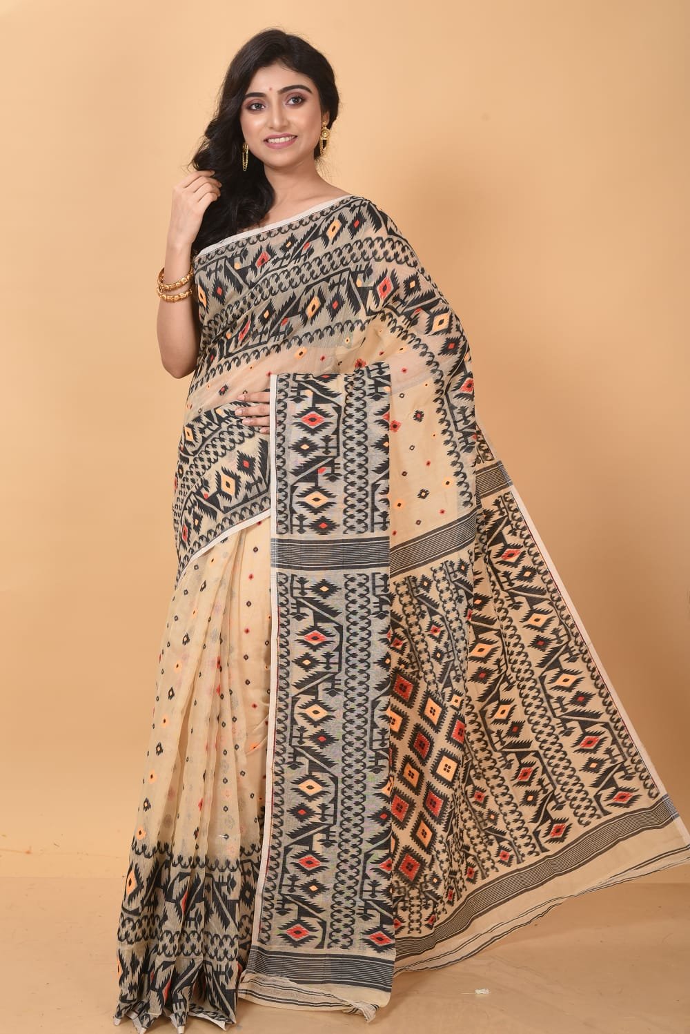 Cashmere Soft Dhakai Jamdani Saree