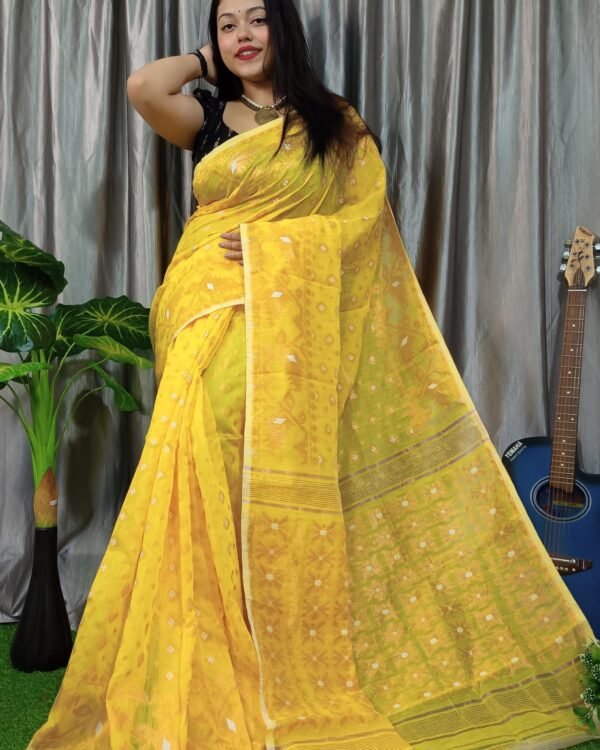Exclusive Copper Yellow Jamdani Saree