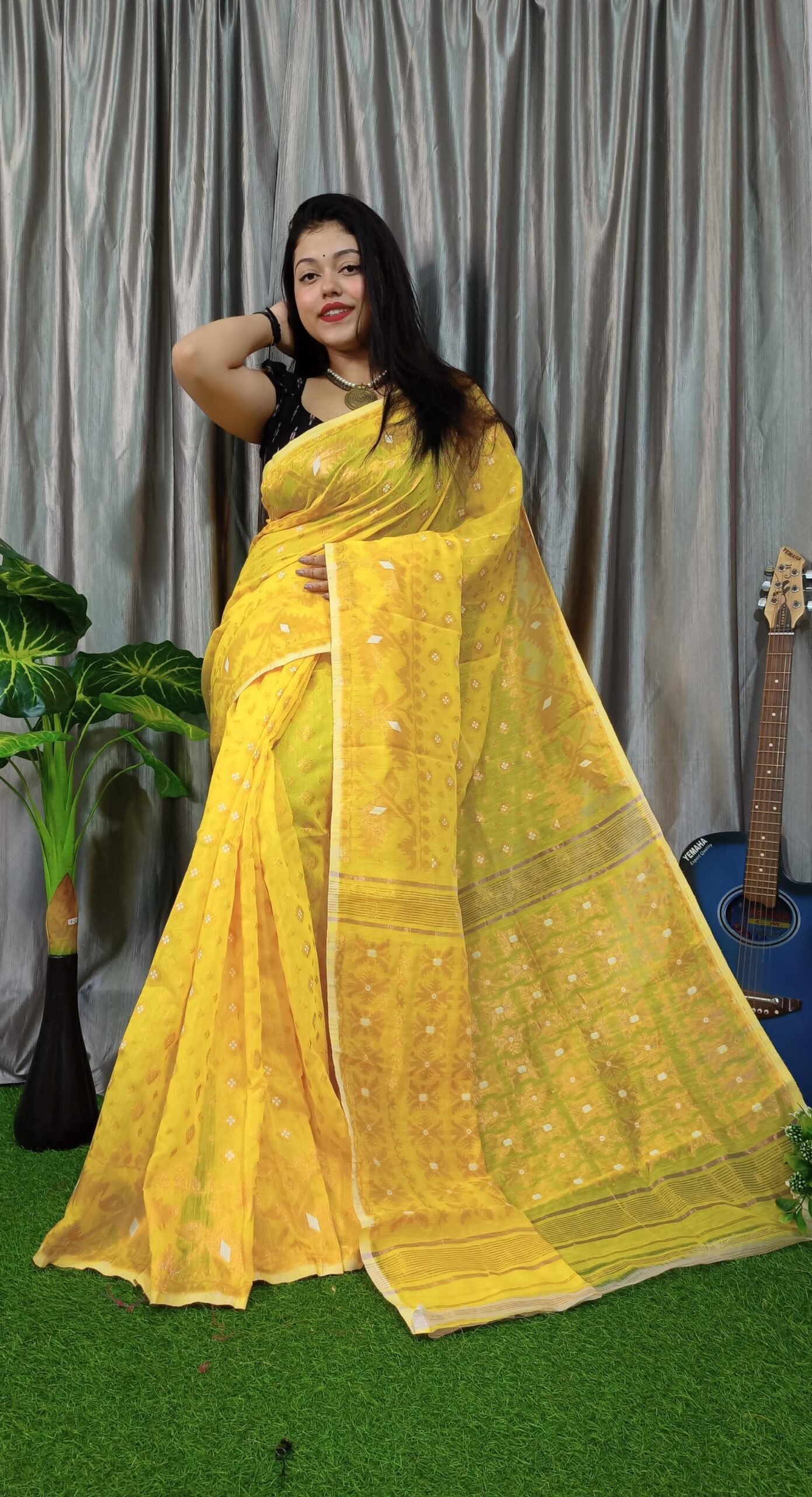 Exclusive Copper Yellow Jamdani Saree
