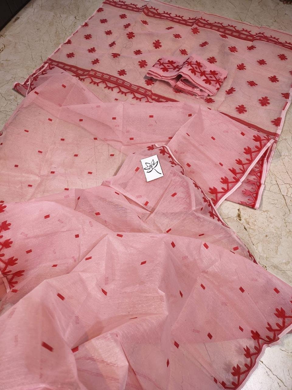 Pink Red Soft Jamdani Saree