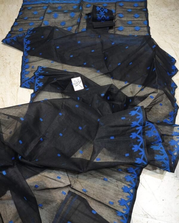 Black Blue Soft Jamdani Saree