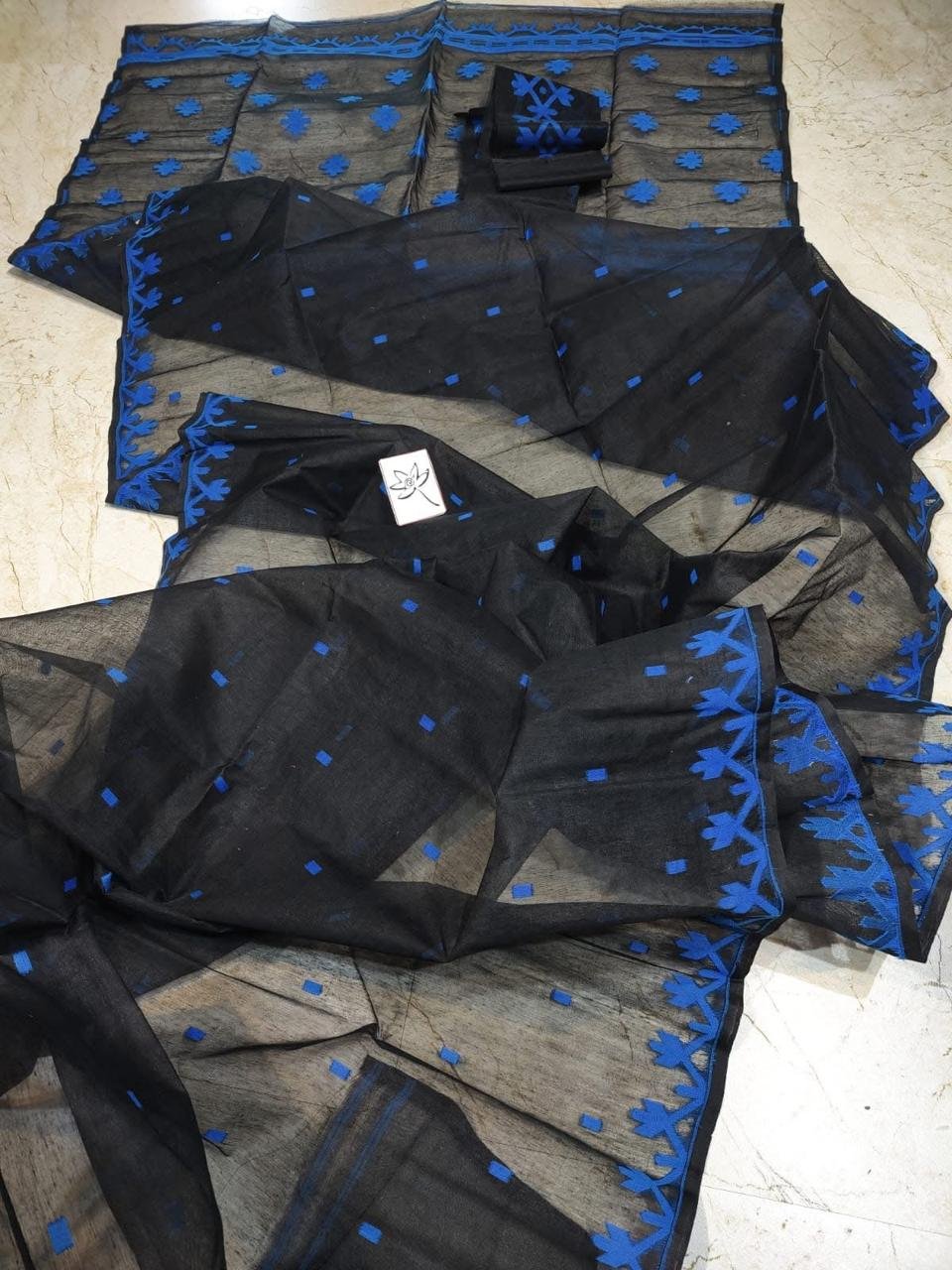 Black Blue Soft Jamdani Saree