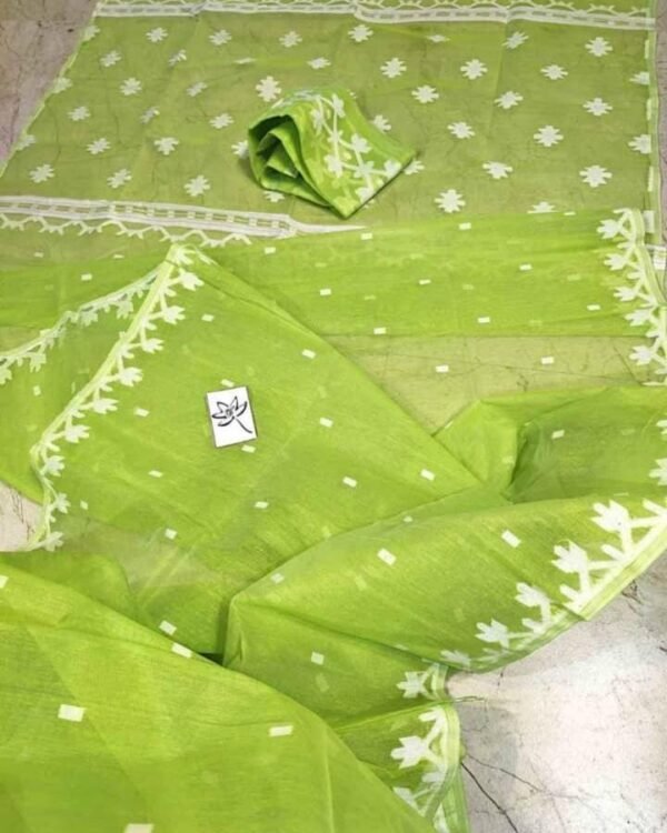 Leaf Green Soft Jamdani Saree