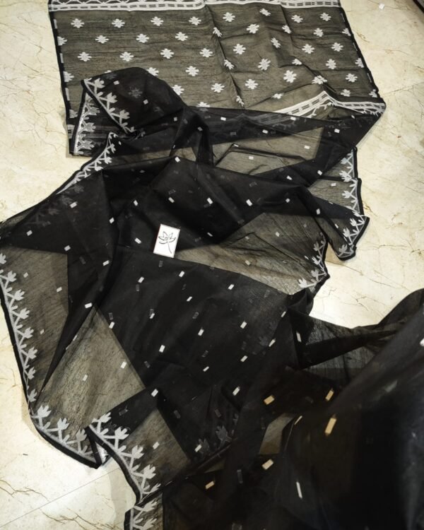 Black White Soft Jamdani Saree