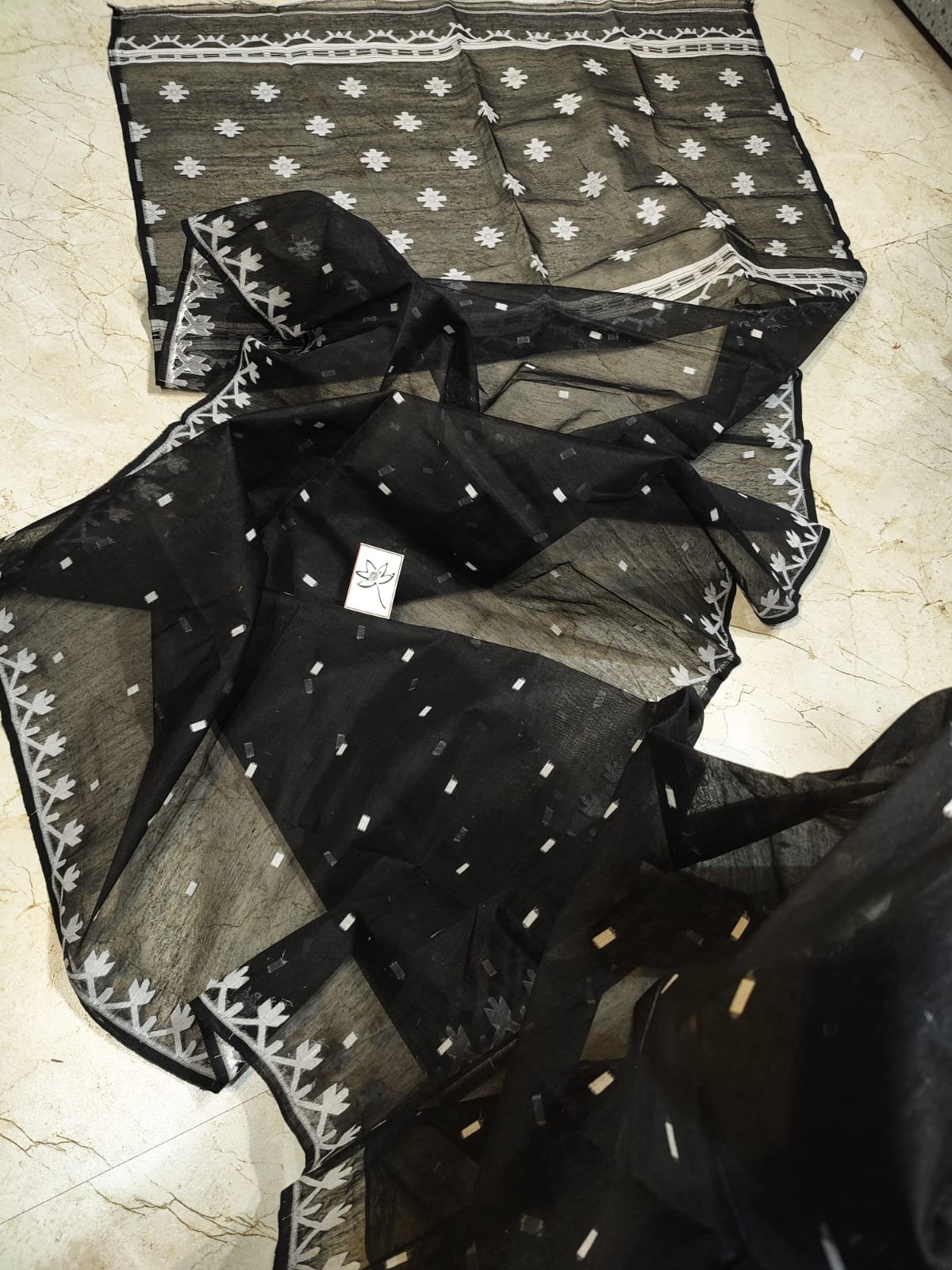 Black White Soft Jamdani Saree