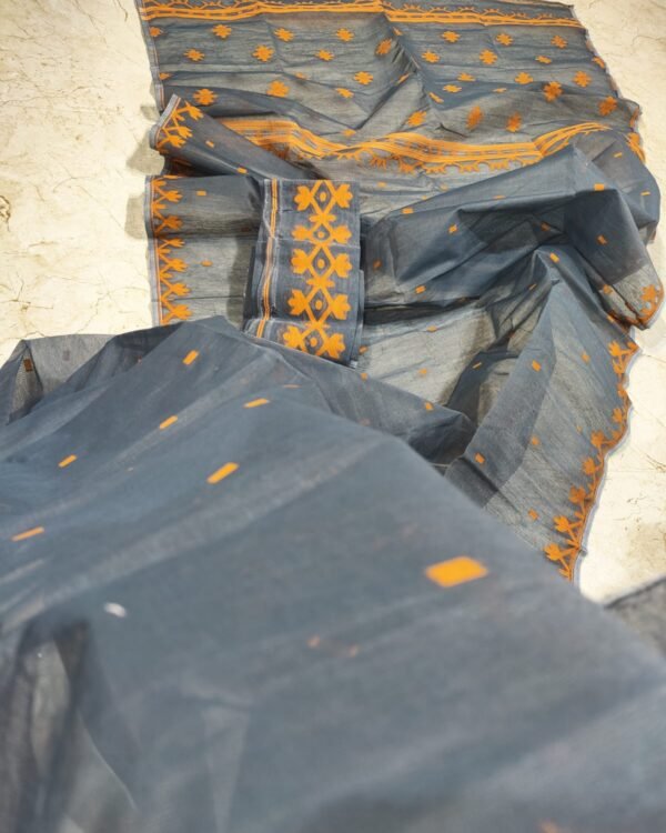Gray Yellow Soft Jamdani Saree