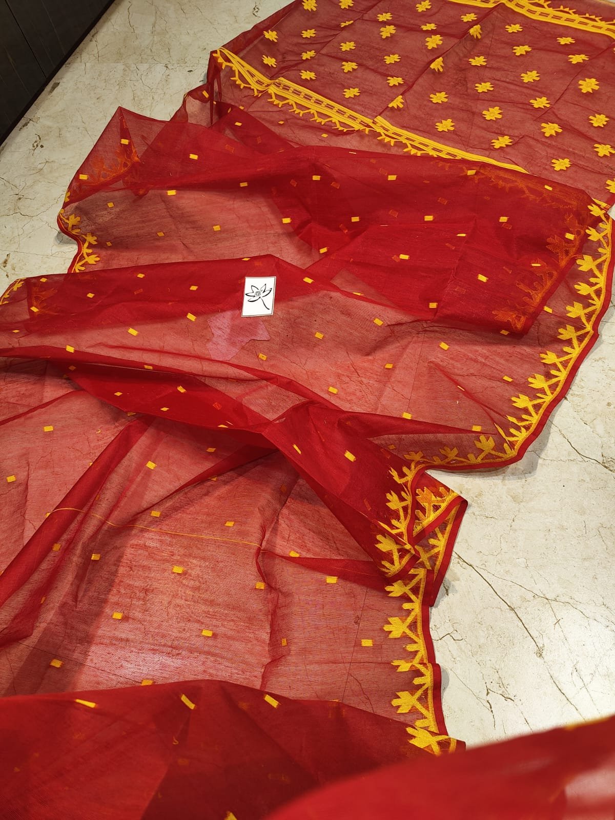 Red Yellow Soft Jamdani Saree