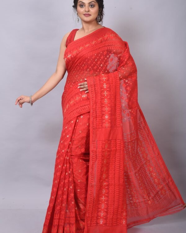 Allover Red Soft Jamdani Saree