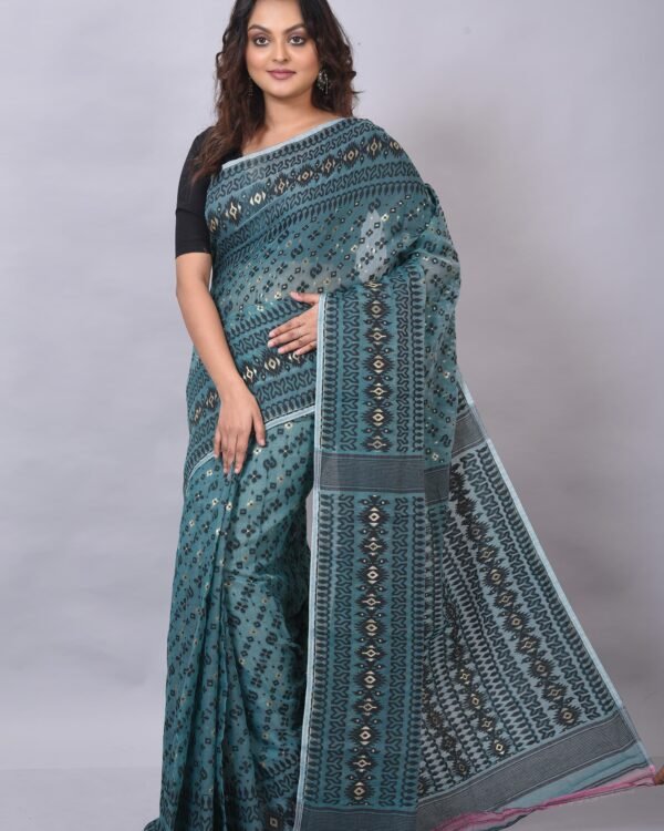 Allover Work Light Gray Soft Jamdani Saree