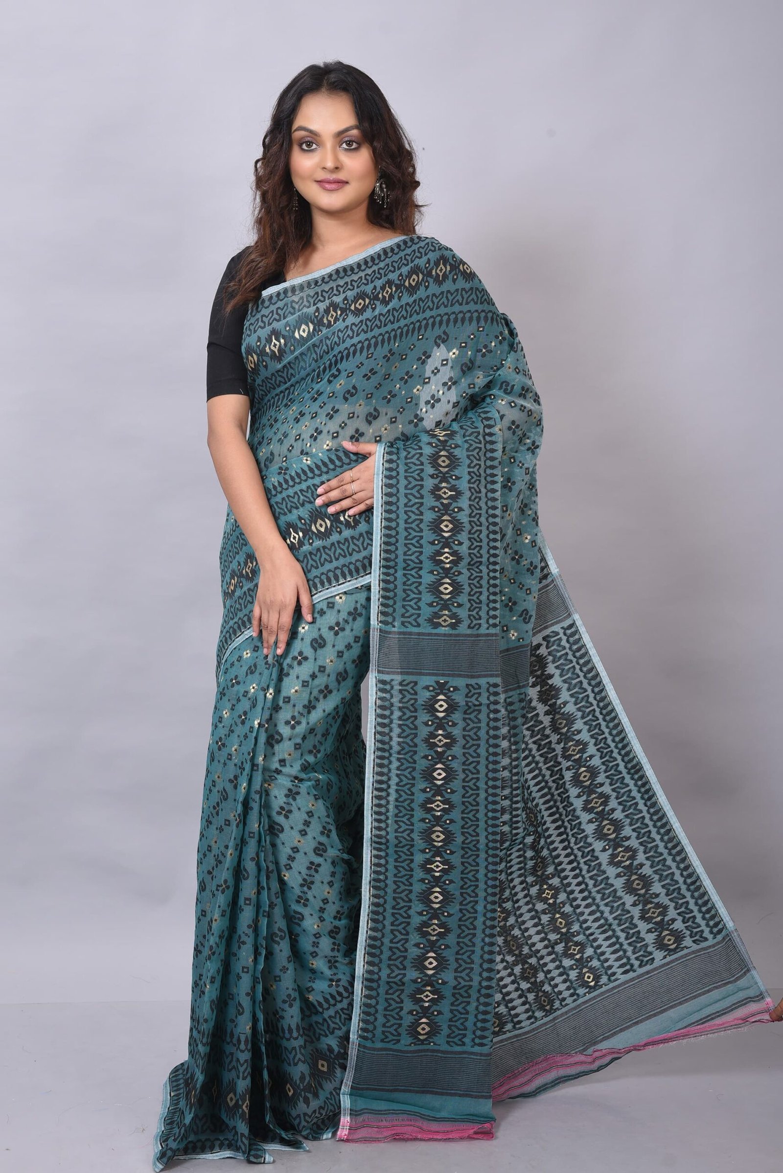 Allover Work Light Gray Soft Jamdani Saree