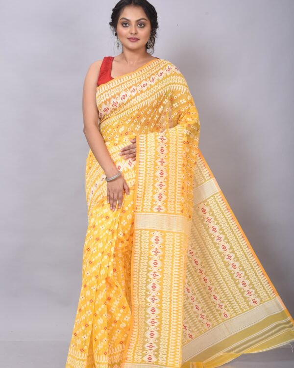 Allover Work Yellow Soft Jamdani Saree