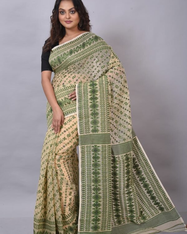 Allover Work Off White Pasta Soft Jamdani Saree