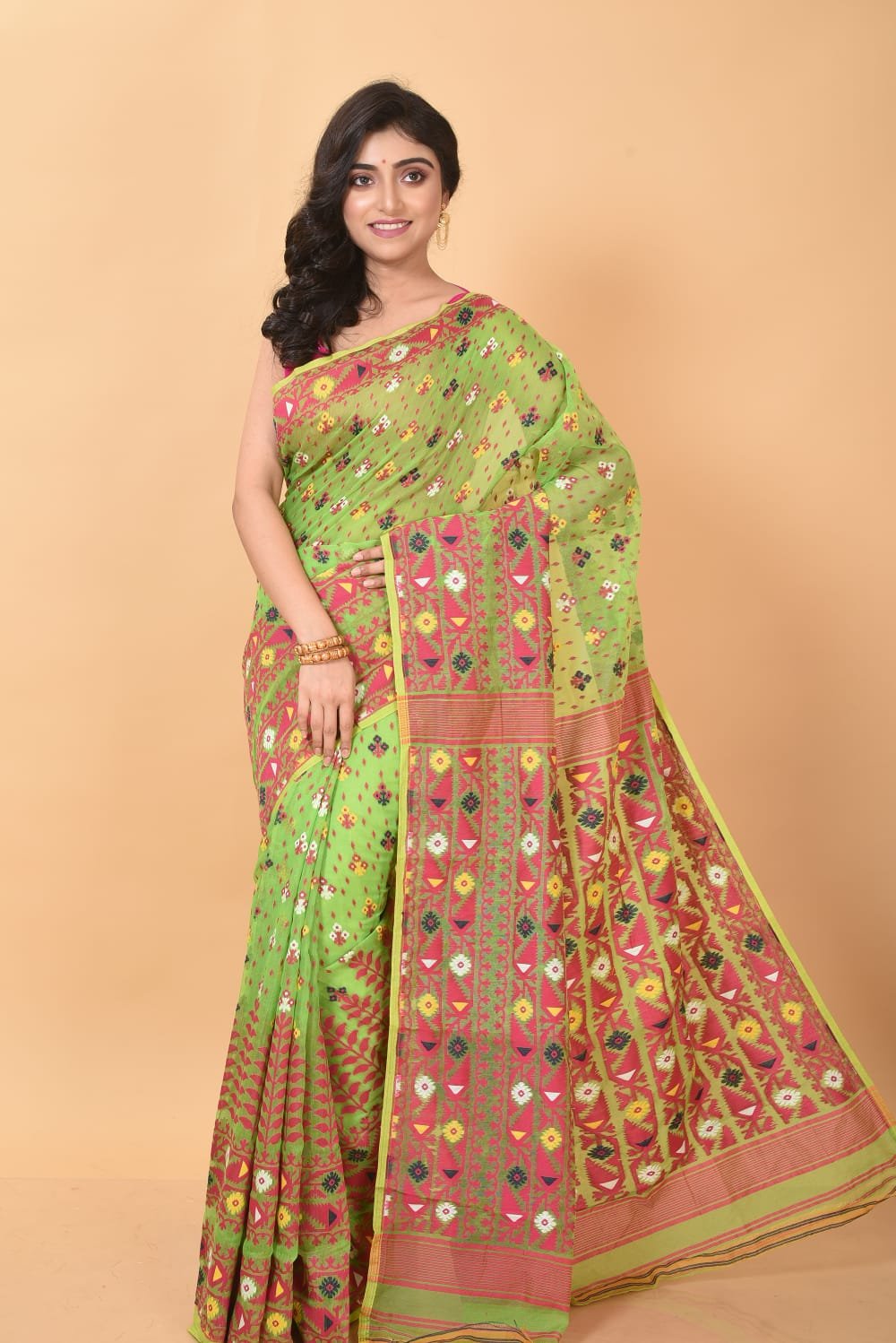 Light Green Soft Dhakai Jamdani Saree