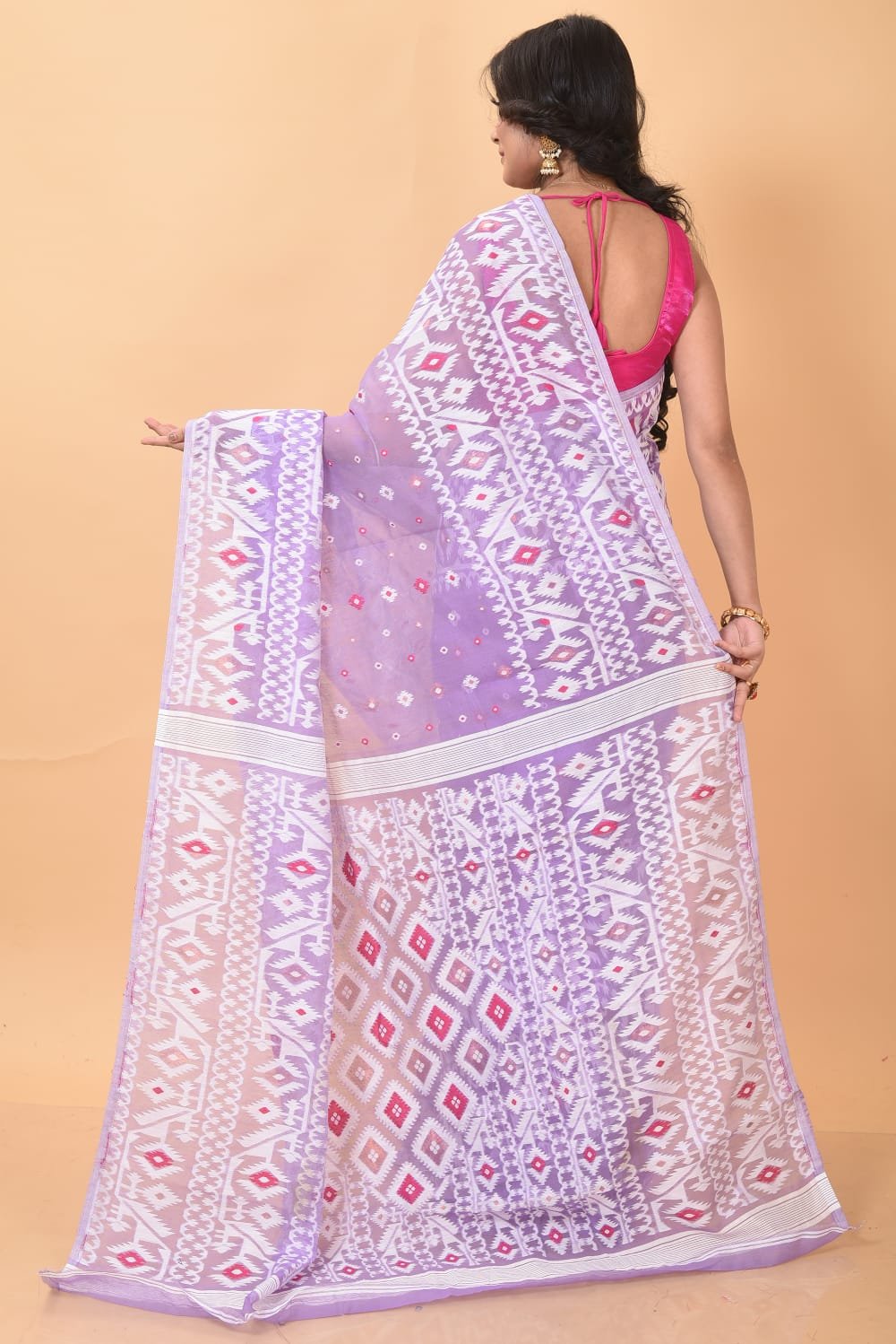 Light Purple Soft Dhakai Jamdani Saree - Image 2