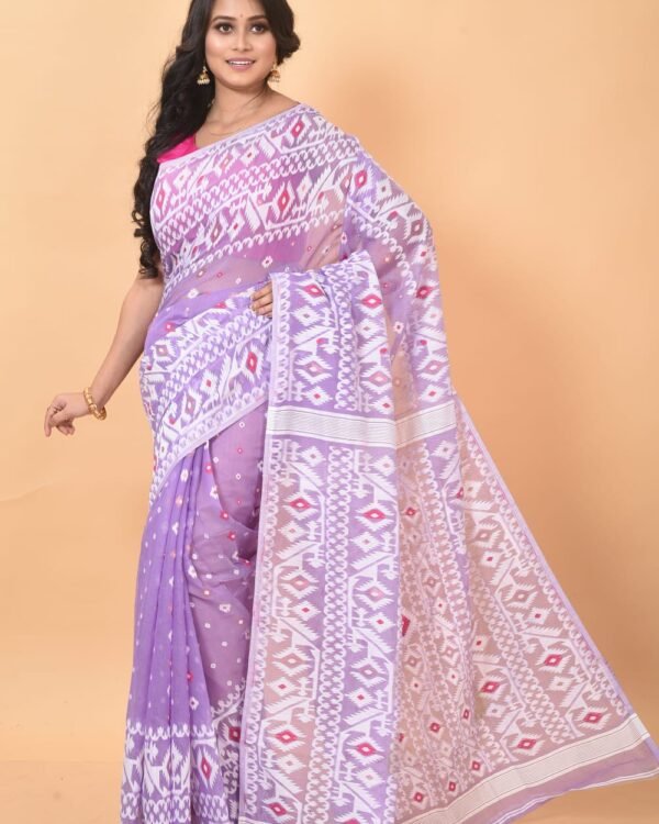 Light Purple Soft Dhakai Jamdani Saree