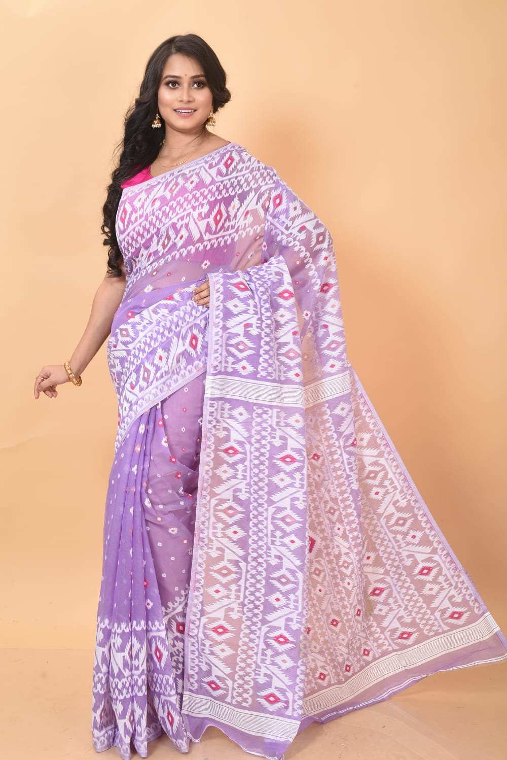 Light Purple Soft Dhakai Jamdani Saree