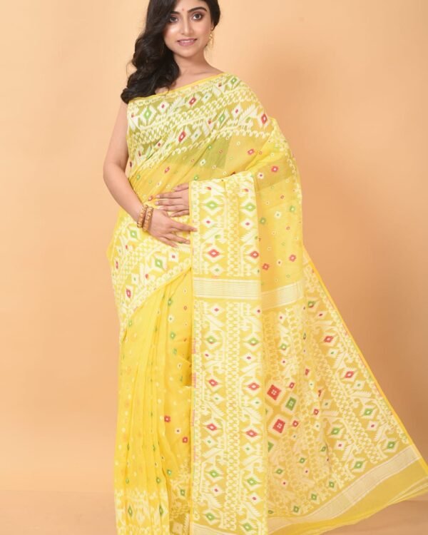 Light Yellow Soft Dhakai Jamdani Saree
