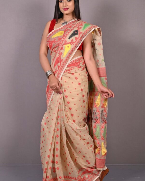 Melon Soft Dhakai Jamdani Sari