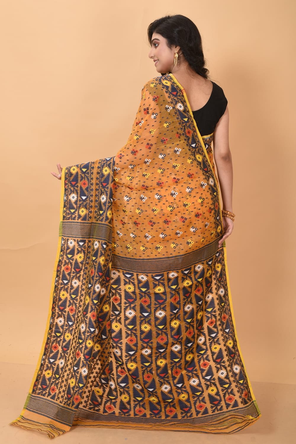 Orange Soft Dhakai Jamdani Saree - Image 2