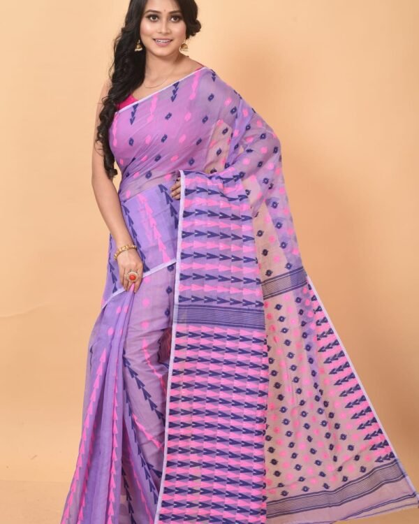 Pastel Violet Soft Dhakai Jamdani Sari