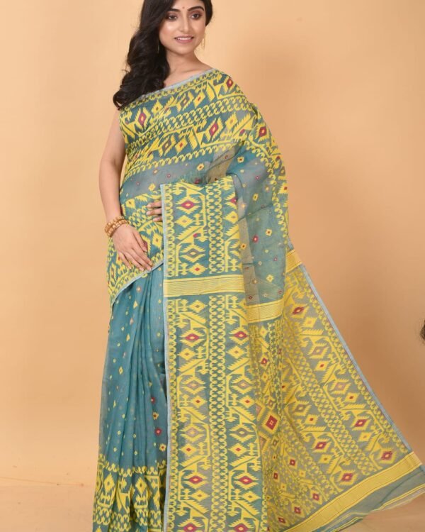 Smalt Blue Soft Dhakai Jamdani Saree