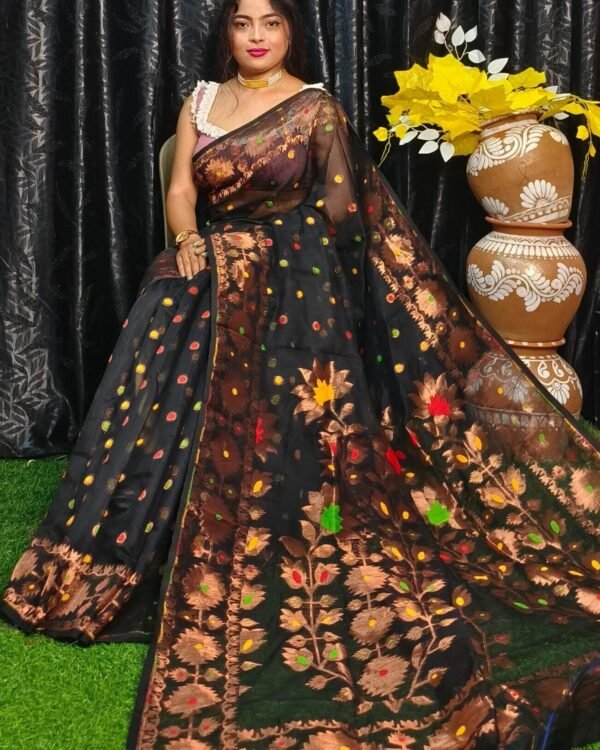 Black Soft Joriwork Dhakai Jamdani Saree