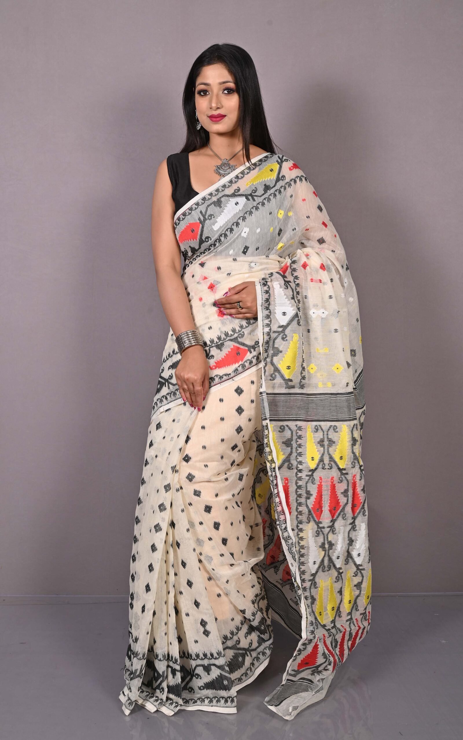 Vanilla Soft Dhakai Jamdani Saree