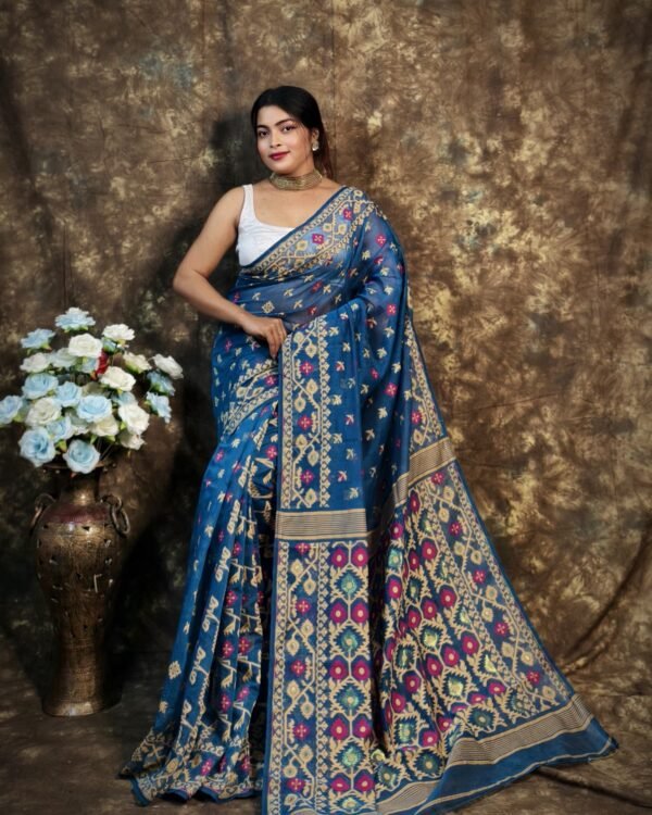 Shubhashini Allover Blue Soft Jamdani Saree