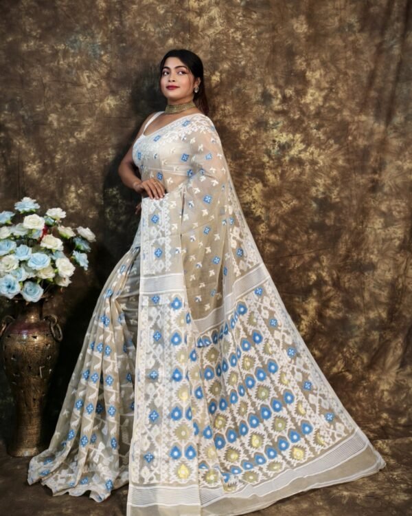 Shubhashini Allover Muga Soft Jamdani Saree