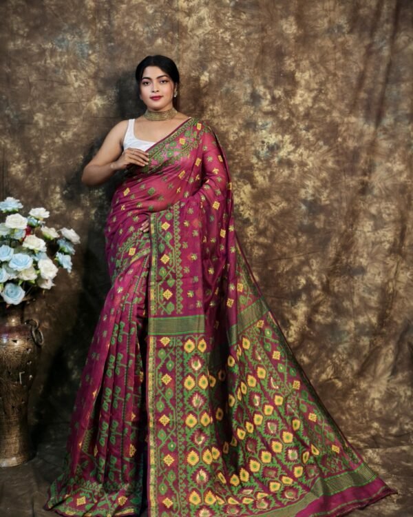 Shubhashini Allover Deep Wine Soft Jamdani Saree