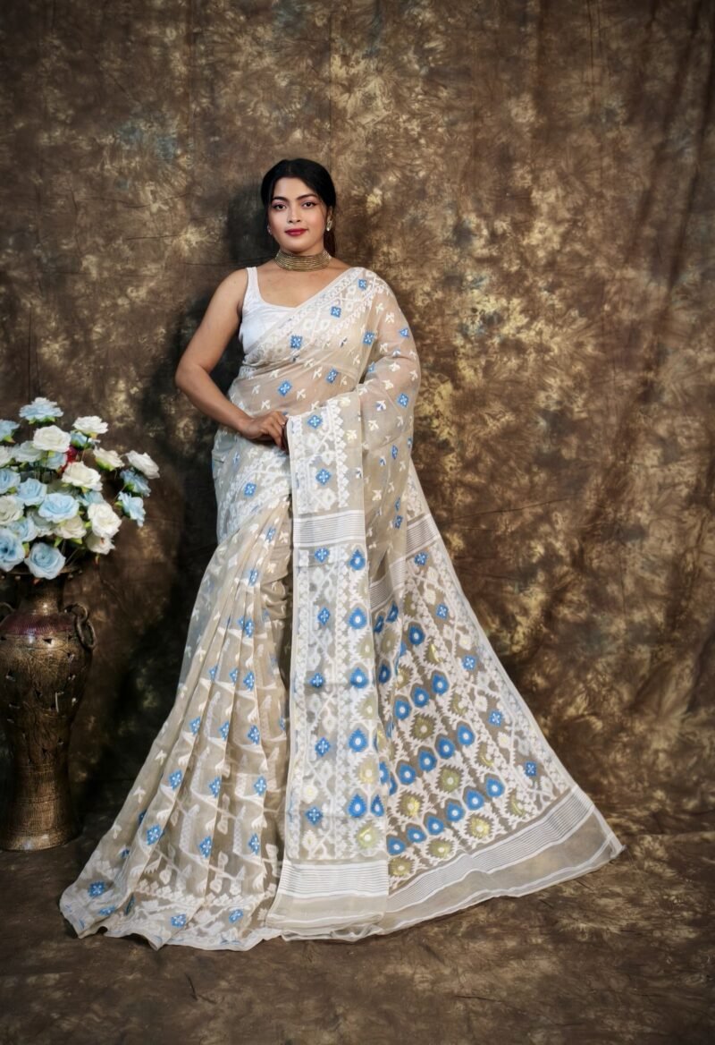 Shubhashini Allover Muga Soft Jamdani Saree - Image 3
